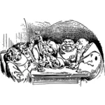 People drinking at the table vector illustration